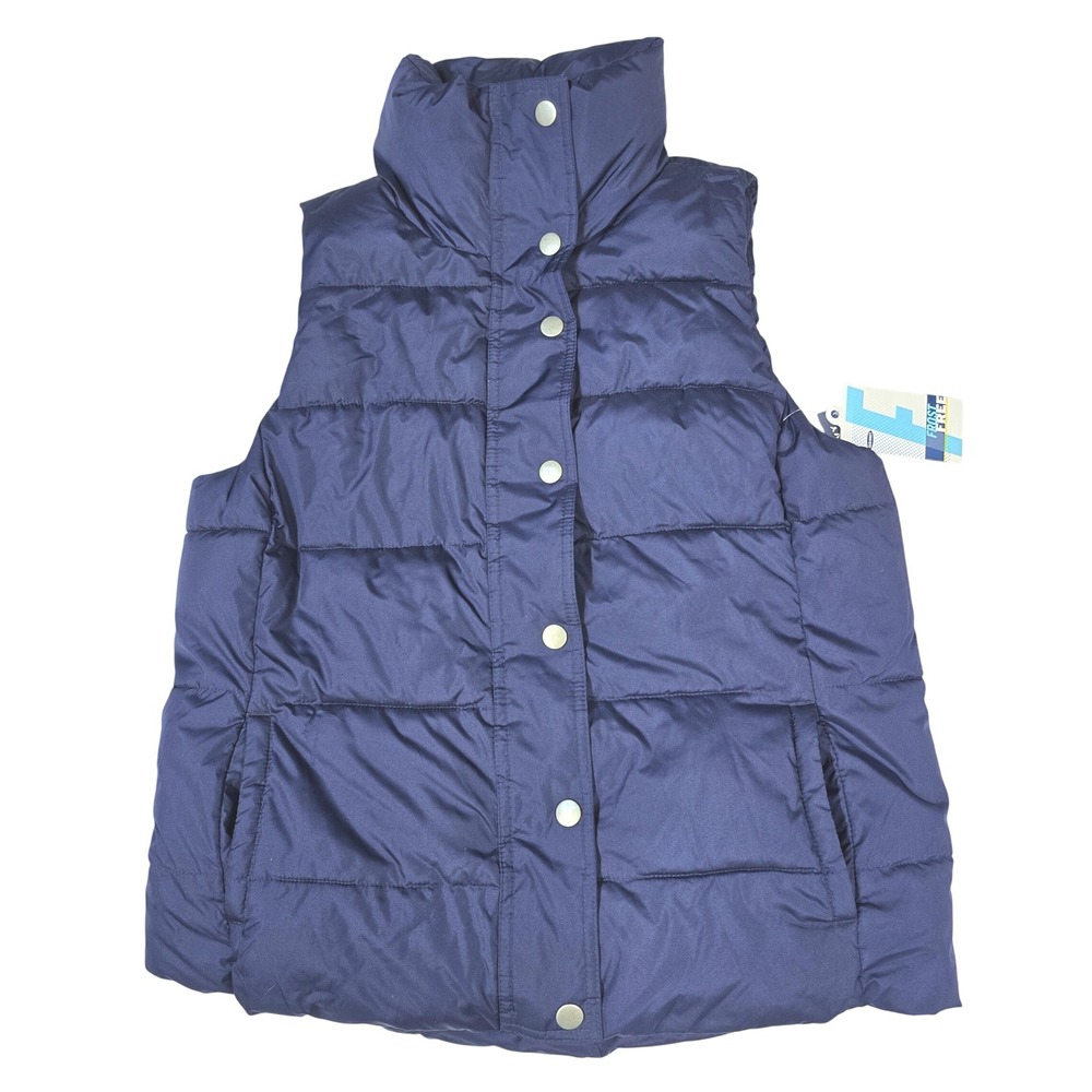 Old Navy Frost Free Puffer Vest Navy Blue Fleece Lined Water Resistant Large NWT